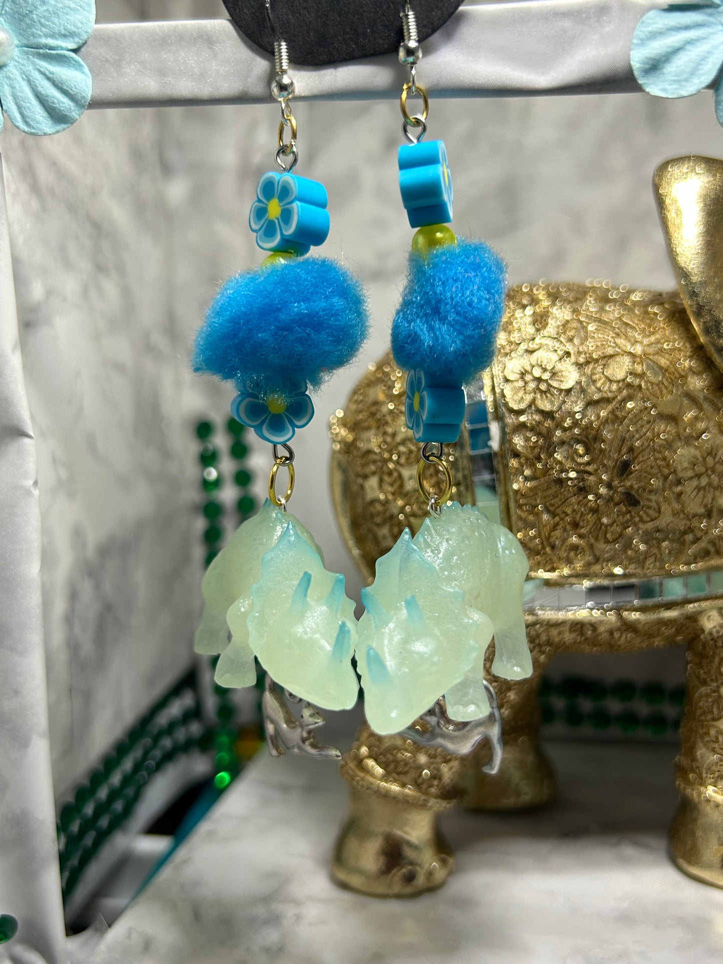 Teal Dinosaur Earrings - Glow in the Dark