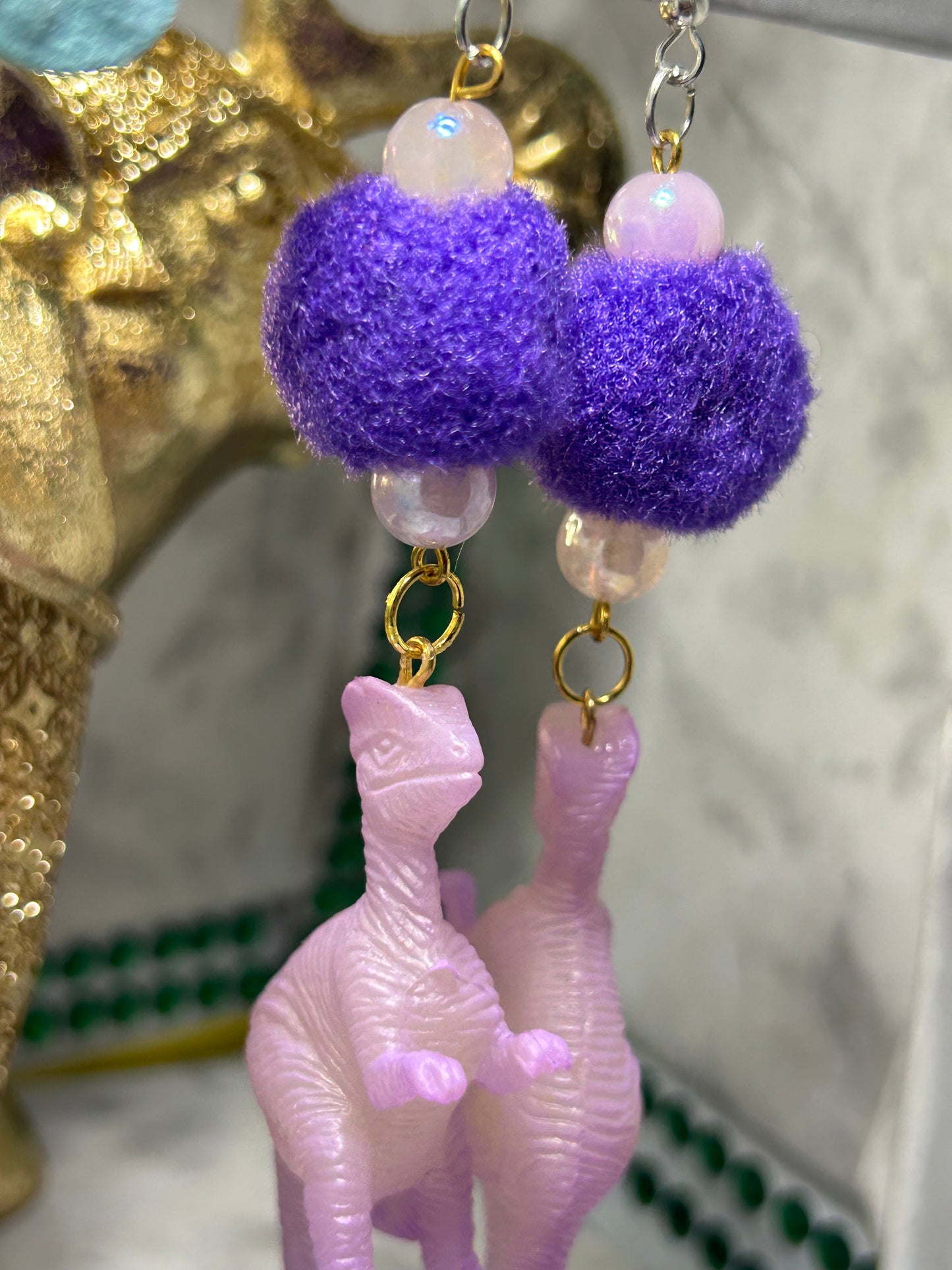 Purple Dinosaur Earrings - Glow in the dark