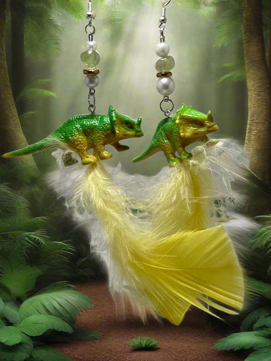 Green Dinosaur Earrings