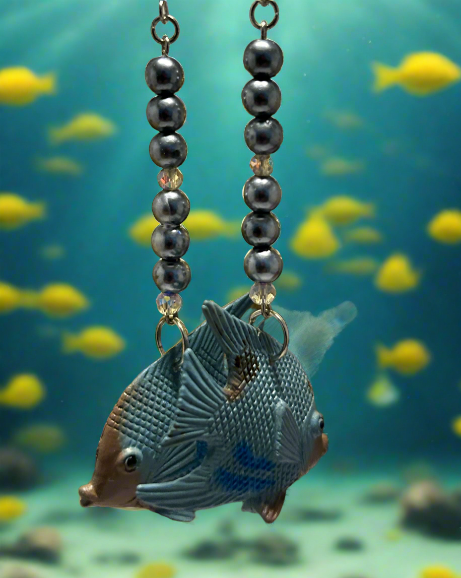 Blue Angel Fish Earrings