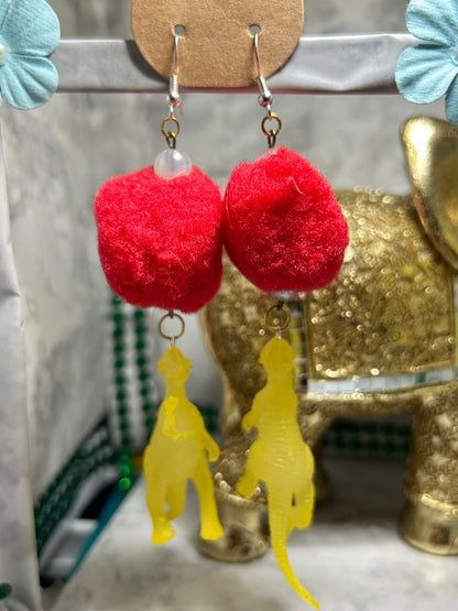 Yellow Dinosaur Earrings- Glow in the Dark