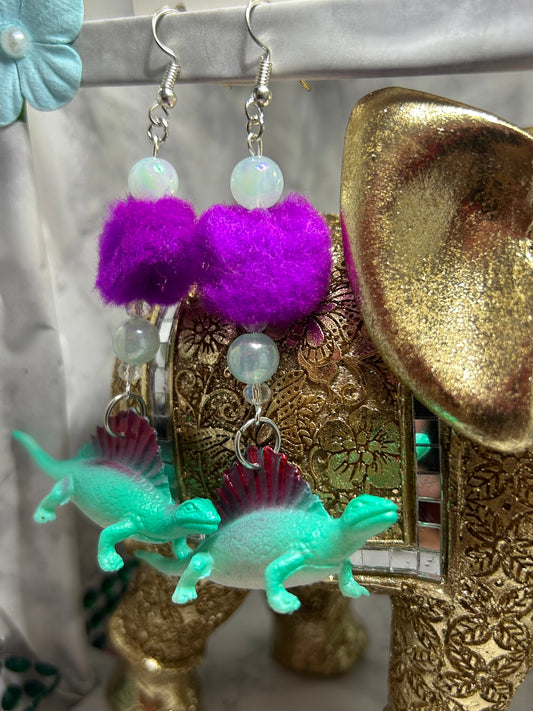 Dimentrodon Dinosaur Earrings