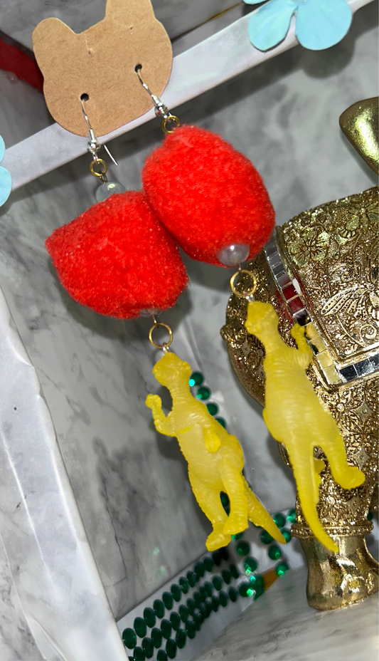 Yellow Dinosaur Earrings- Glow in the Dark