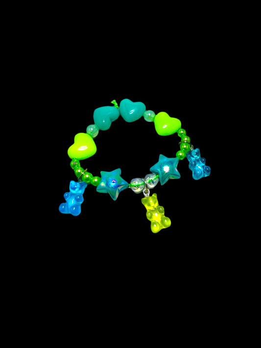 Green and Blue Gummy Bear Bracelet