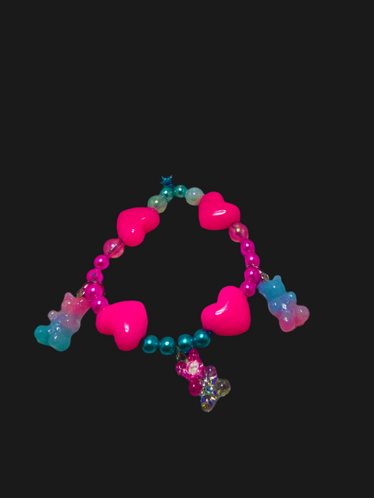 Pink and Blue Gummy Bear Bracelet
