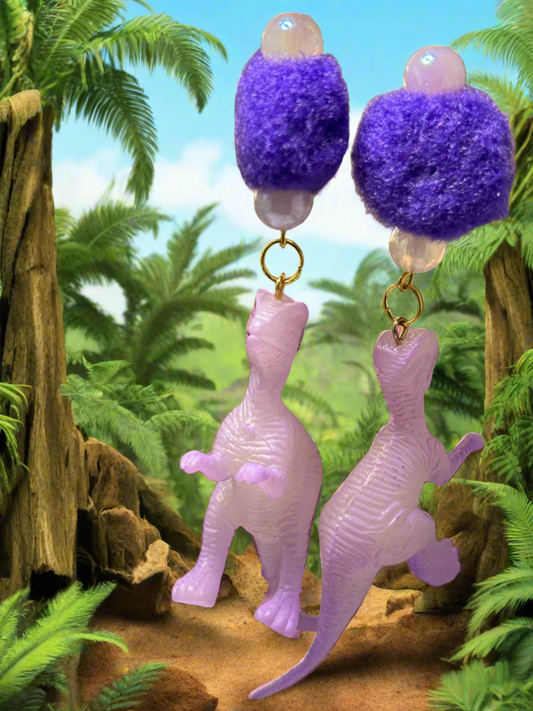 Purple Dinosaur Earrings - Glow in the dark