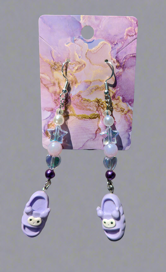 Purple Slipper Earrings
