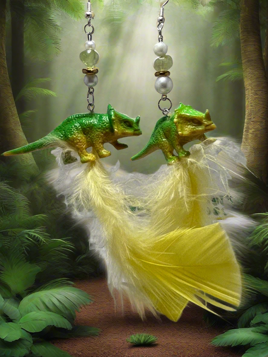 Green Dinosaur Earrings
