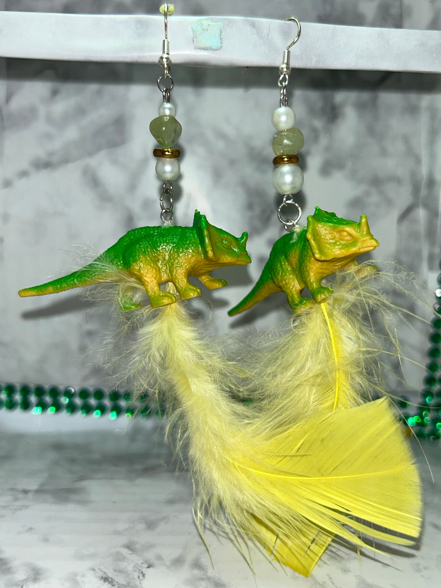 Green Dinosaur Earrings