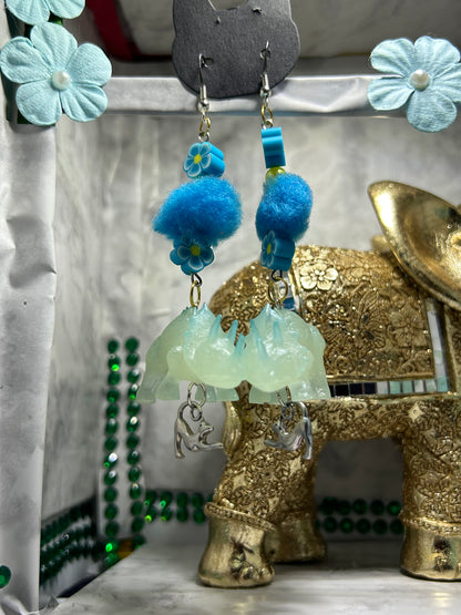 Teal Dinosaur Earrings - Glow in the Dark