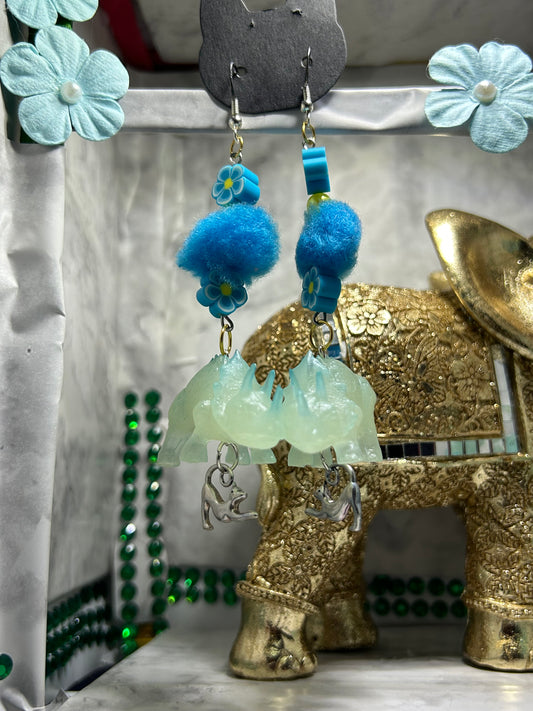 Teal Dinosaur Earrings - Glow in the Dark