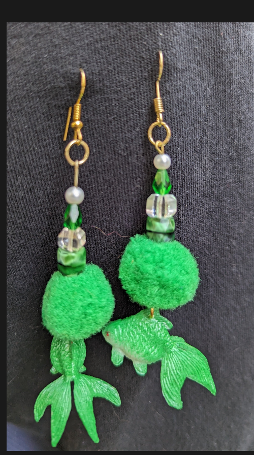 Green Fish Earrings