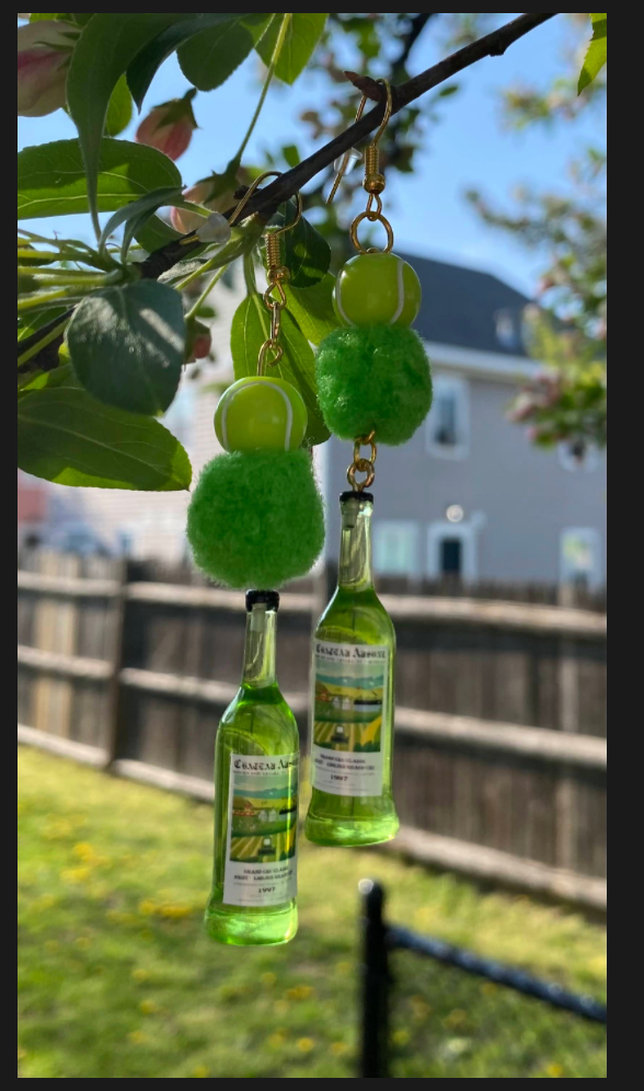 Green Wine Bottle Earrings