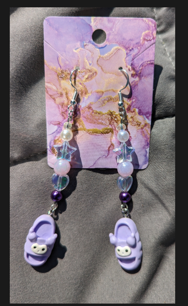 Purple Slipper Earrings