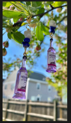 Purple Wine Bottle Earrings